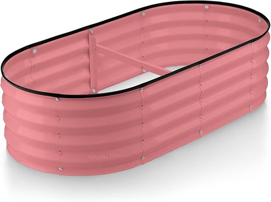 Galvanized Raised Garden Beds Outdoor // 4×2×1 ft Planter Raised Beds for Gardening, Vegetables, Flowers // Large Metal Garden Box (Pink) // Patented Tool-Free Design