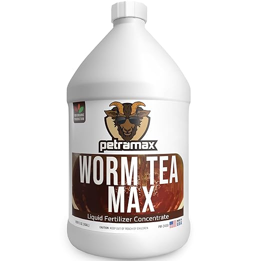 Worm Tea for Gardening Soil, Worm Tea Fertilizer Liquid - Worm Castings, Earthworm Casting Manure Fertilizer - Earthworm Tea Worm Castings - PetraTools Worm Casting Concentrate (1 Gal)