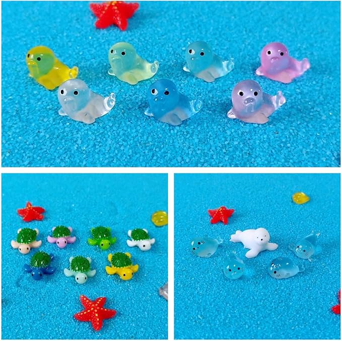 100 Pcs Ocean Mini Resin Animals Figures, Tiny Plastic Sea Creatures Figurines to Hide Miniature Fairy Garden Decorations Accessories