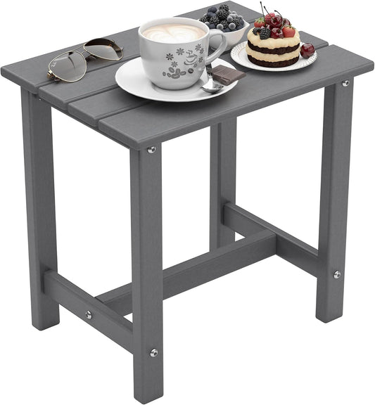 Outdoor Side Table, HDPE Small Adirondack Side Tables, Outside End Table for Patio, Porch, Deck, Pool, Weather Resistant/Easy Maintenance (1PC, Gray)