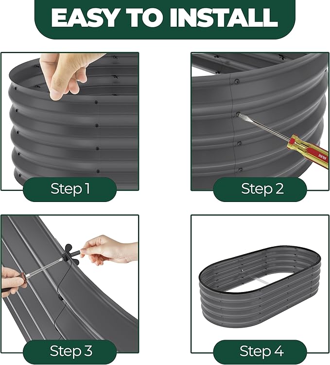 Utopia Home Galvanized Raised Garden Bed Kit 4x2x1ft, Planter Box Raised Garden Beds Outdoor, Easy Assembly Metal Raised Bed for Gardening Vegetables, Fruits, Flowers - Pack of 01 - Dark Grey