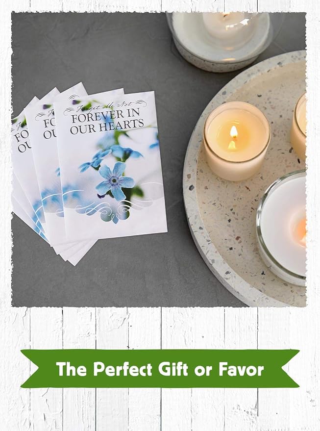American Meadows Wildflower Seed Packets Forever in Our Hearts Memorial Favors (Pack of 20) - Forget-me-Not Seed Mix, Favors for Funerals, Wakes, Viewings, Visitations, Memorial Services