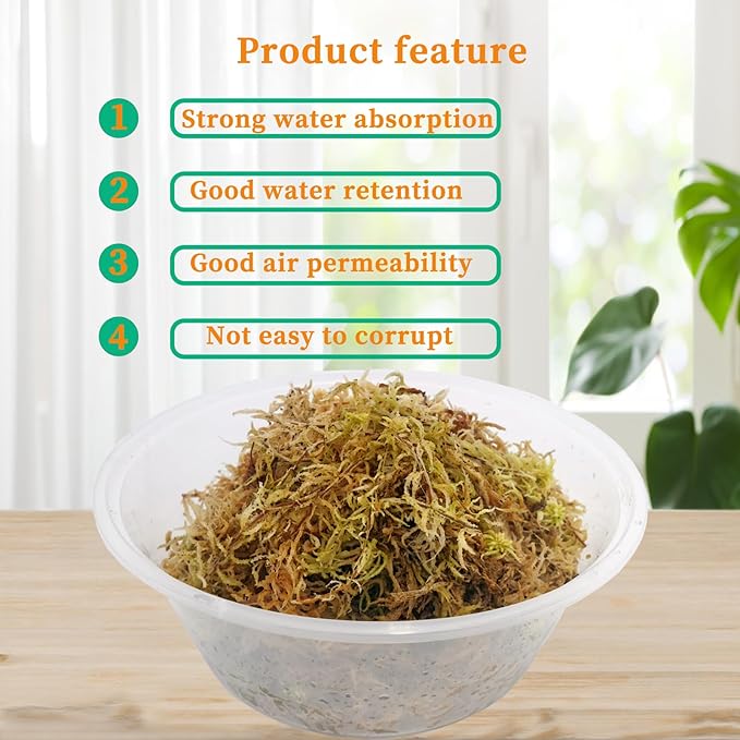 1.2LBS Premium Sphagnum Moss, Reptiles Dried Moss, Plants Propagation Plant Growing Medium for Monstera Orchid Potting Mix (Appx 30 QT)