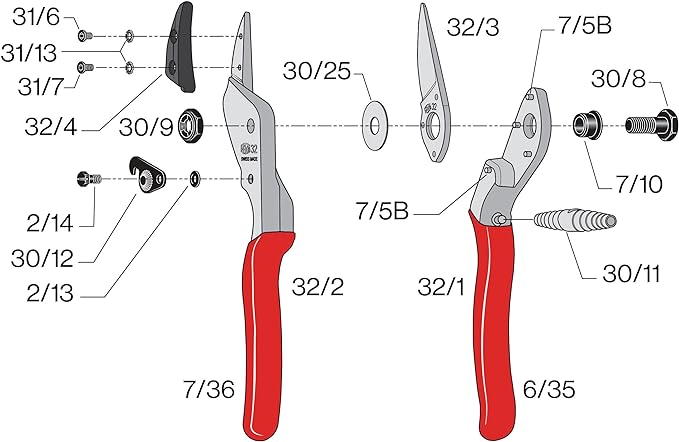 Felco Pruning Shears (F 32) - High Performance Swiss-Made One-Hand Garden Pruners