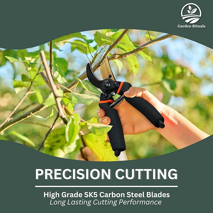 Heavy Duty Pruning Shears for Gardening | High-Grade Titanium Steel Blade Shears for Indoor Plants & Roses with Saftey Lock | Versatile Bypass Pruning Shears for Small & Large Plants