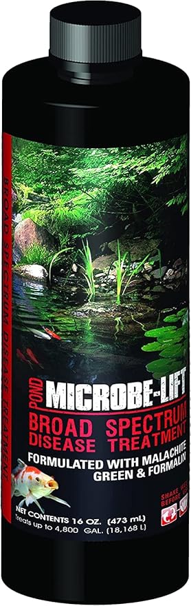 MICROBE-LIFT BSDT16 Broad Spectrum Disease Treatment for Ponds and Outdoor Water Garden, Safe for Live Koi Fish, Goldfish, Plants, and Decor, 16 Ounces
