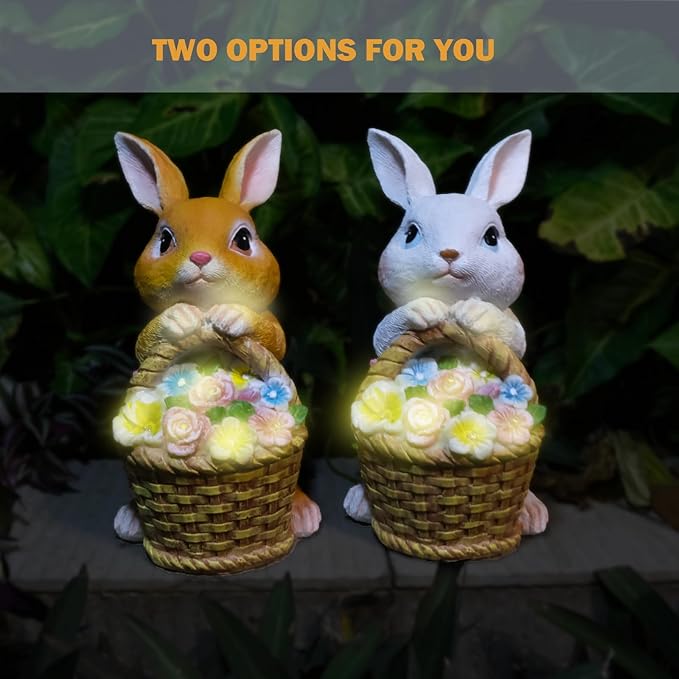 Solar Garden Outdoor Statues Rabbit Light,Lawn Decor Bunny Statue for Patio, for Indoor and Outdoor Decoration Housewarming Garden Lover and Easter