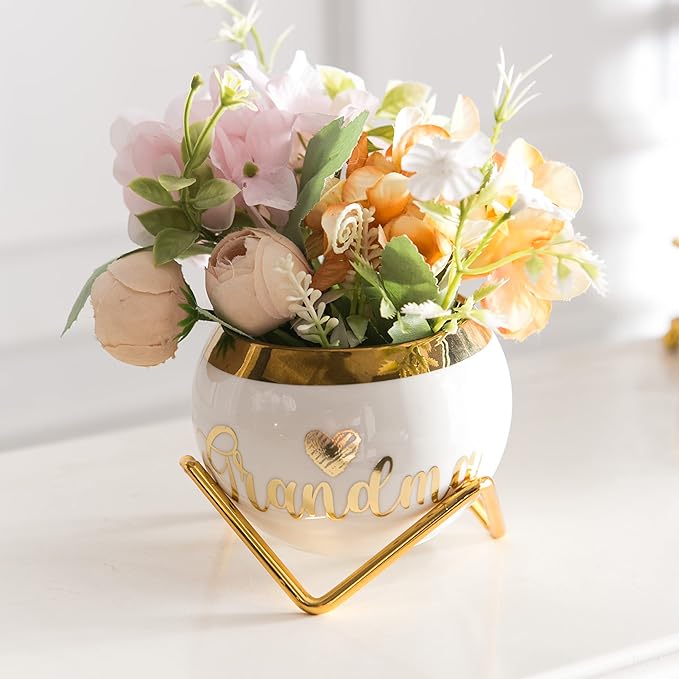 PeraBella Grandma Gifts, Gifts for Grandma Birthday Gifts, Thoughtful Gifts for Grandma, Grandmother Gifts Ideas - 3 Succulent Pots