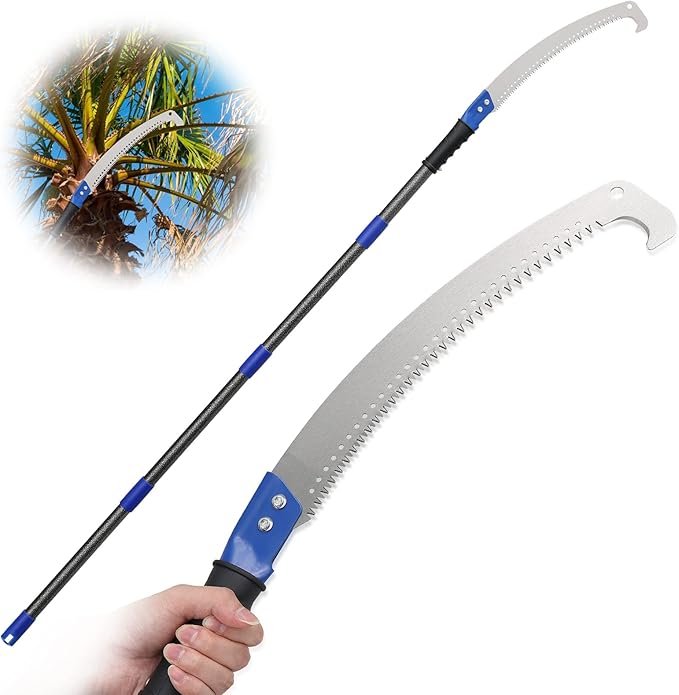 7.5FT Extension Pole Saw for Tree Trimming-Manual Tree Branches Pruner-Long Extendable Splicing Pole Pruning Saw Tree Trimmer with Adjustable Pole