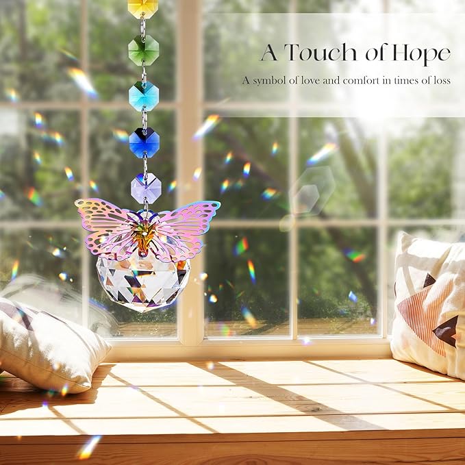 Sympathy Gift Baskets, Unique Memorial Gifts for Loss of Loved One, Bereavement Grief Gift Idea with Crystal Suncatcher, Condolences Gift Basket Box for Women, Sorry for Your Loss Mom Dad Friend Baby