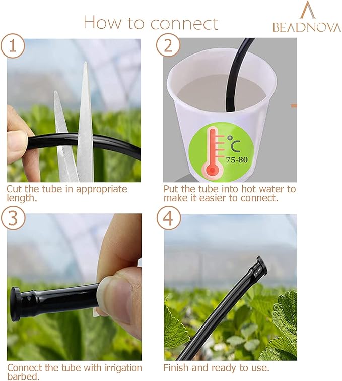 BEADNOVA Drip Irrigation Parts 60 Pcs 1/4 Inch Barbed End Plugs Goof Plugs Drip Irrigation Fittings Drip Line Connectors for 1/4 Inch Irrigation Tubing Garden Watering System (60pcs)