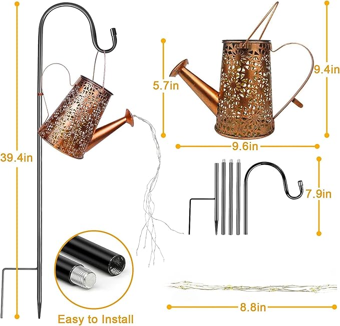 Solar Watering Can with Lights - Outdoor Waterproof Solar Landscape Lights for Garden Patio Yard Pathway (2 Pack)