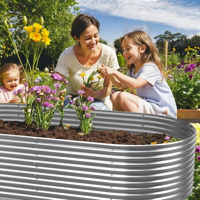 2 Pack Tall 8x4ft Galvanized Raised Garden Bed Outdoor,Metal Garden Bed for Vegetables,Steel Raised Beds for Gardening,Above Ground Garden Box for Flower