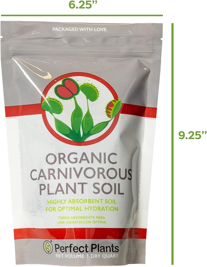 Perfect Plants Carnivorous Plant Soil | Organic Premium Mix | Use with Venus Fly Traps, Pitcher Plants, or Other Carnivorous Plants (1 qt.)