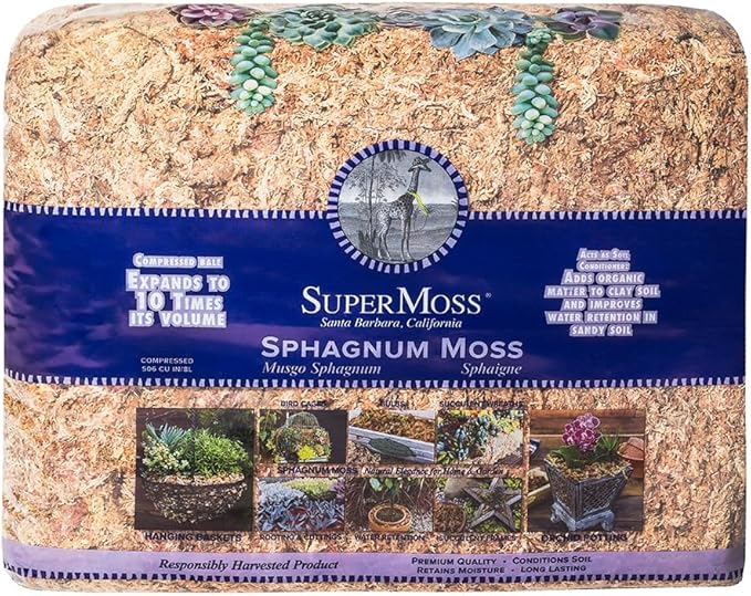 SuperMoss (22330) Orchid Sphagnum Moss Dried, Natural, 2.1lbs Small Bale