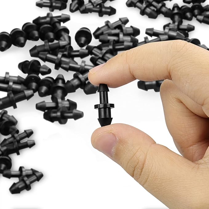 JAYEE 50 Pieces 1/4" Drip Tubing Fittings End Plug, 1/4 Inch Drip Irrigation Barbed End Closure for Home Garden Sprinkler Systems