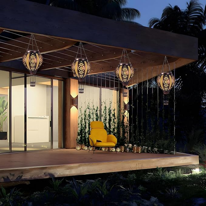 pearlstar Hot Air Balloon Solar Lantern Outdoor Waterproof Hanging Solar Light Decorative for Porch Shed Fence Patio Yard Garden Lighting, Gardening Gift for Women Mom, Morocco