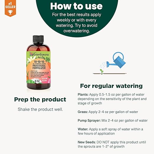 𝐏𝐑𝐎𝐅𝐄𝐒𝐒𝐈𝐎𝐍𝐀𝐋 𝐀𝐥𝐥-𝐏𝐮𝐫𝐩𝐨𝐬𝐞 Liquid Fertilizer 10-10-10 for Lawns, Grass, Plants, Vegetables, Fruits & Flowers |10-10-10 Liquid Fertilizer for Indoor and Outdoor Plants (32 OZ)