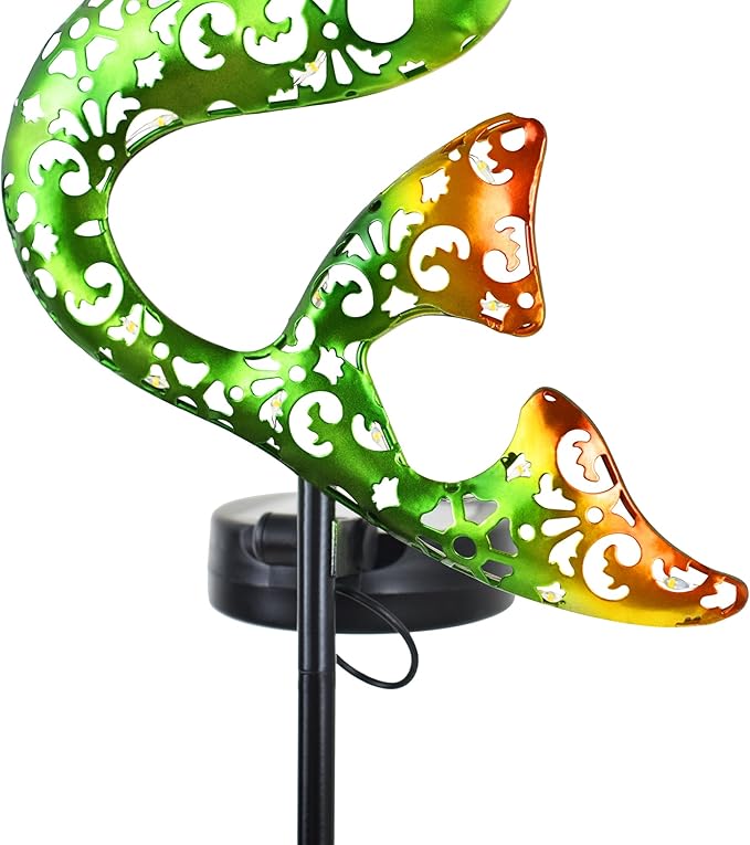 ARTER Solar Garden Lights, Green Mermaid Marine Nautical Themed Outdoor Waterproof Stake With 3.6 Feet 22 LED Fairy Lights for Pathway, Yard, Patio, Lawn, Swimming Pool, 37" Tall (Pack of 1)