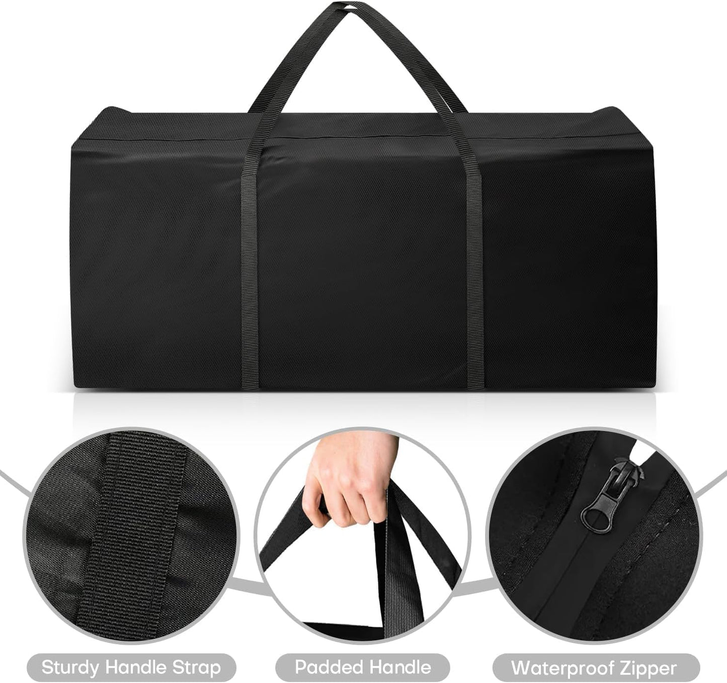 Outdoor Cushion Storage Bags 48 Inch Waterproof Extra-Large Patio Cushion Storage with Zipper & Padded Handle for Patio Furniture Christmas Tree