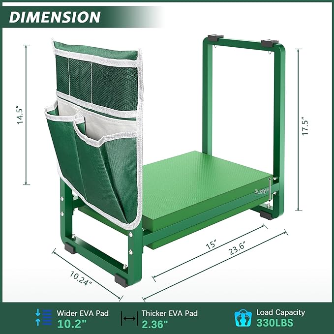 FLINTER 10.2" Wider Garden Kneeler and Seat, Heavy Duty Thick Gardening Bench for Kneeling and Seat - Garden Kneelers for Seniors, Gardening Stools for Women, Grandparents, Gardeners