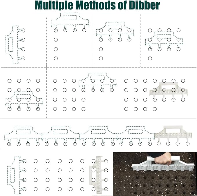 Seed Dibber, Multifunctional Seed Spacer Tool, Seed-in Soil Digger Garden Spacer aid for Planting Seeds Laying Out ideally Spaced Rows (White)