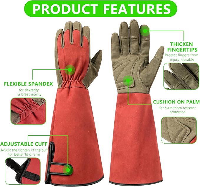 Professional Rose Pruning Thorn Proof Gardening Gloves with Long Forearm Protection for Men and Women