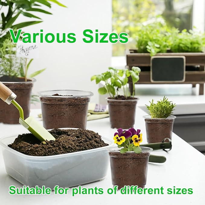 JERIA 30 Pack 5/4/3.5 Inch Clear Nursery Pots with Drainage Holes, Clear Plant Pot for Planting, Transparent Plastic Plant Pots,Durable Seed Starting Pot for Succulents