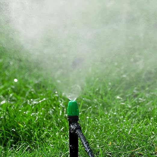 1/4" Drip Irrigation Spray Emitters Leak-Proof 30PCS Adjustable Spray Emitters with Lock Barbed 6" Sturdy Stake for (4-7mm) Garden,Raised Garden Bed,Greenhouses(30PCS Misting)