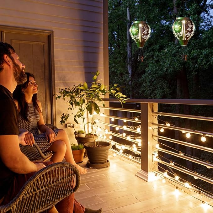 Hummingbird Solar Lantern Hot Air Balloon Outdoor Waterproof Lights, Metal Solar Hanging Lanterns Hummingbird Ornament for Garden Yard Patio, Hummingbird Gifts for Women Mom