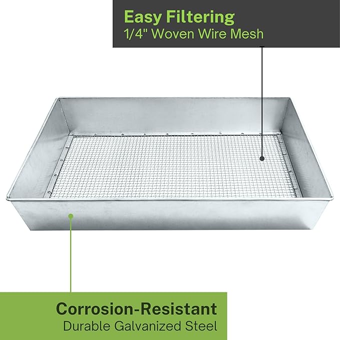 Large Soil Sifter, 17.5 x 11.5 Inch Size with 1/4 Inch Mesh, Includes Work Gloves