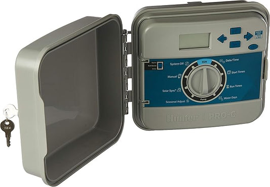 Hunter Pro-C Modular Outdoor Irrigation Controller Gray 4-Station Base Unit Controller, Outdoor Mount with 120 VAC Internal Transformer, Expandable to 16 Stations B00LBGQ4K2