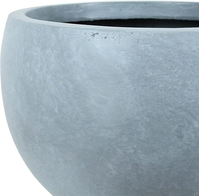 Kante 19.9" Dia Lightweight Concrete Outdoor Round Bowl Planter, Outdoor/Indoor Large Planters Pots with Drainage Hole for Garden Patio Balcony Deck Living Room, Slate Gray