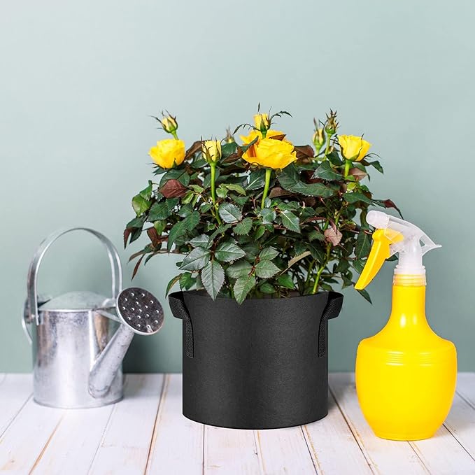 24-Pack 3 Gallon Thickened Non-Woven Grow Bags, Aeration Fabric Pots with Handles