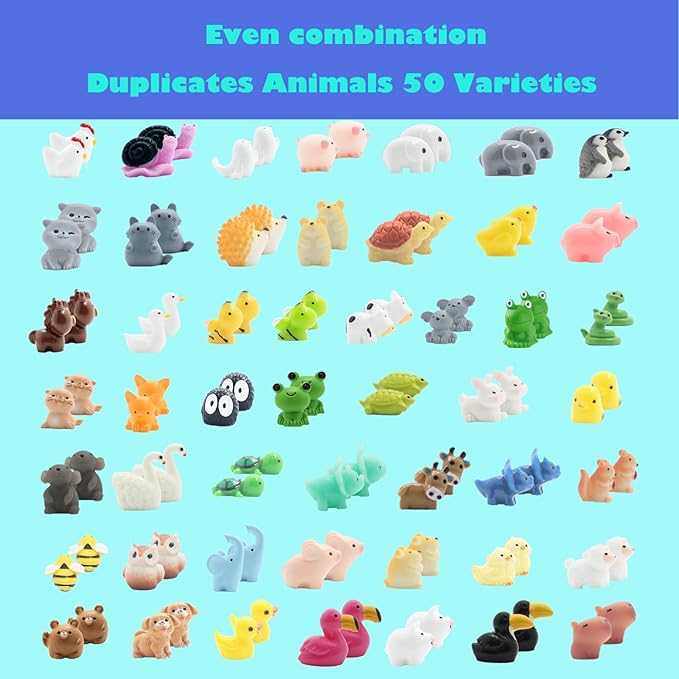 Mini Resin Animals Figurines Set, 100 PCS Tiny Resin Figures for Crafts Landscape Miniature Garden Decor