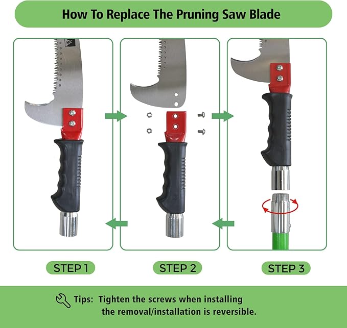 Scalebeard 27 Foot Pole Saws for Tree Trimming, Extendable Tree Trimmer Pruning Saw, Manual Branch Cutter Tree Pruner with Attachment Saw Blade