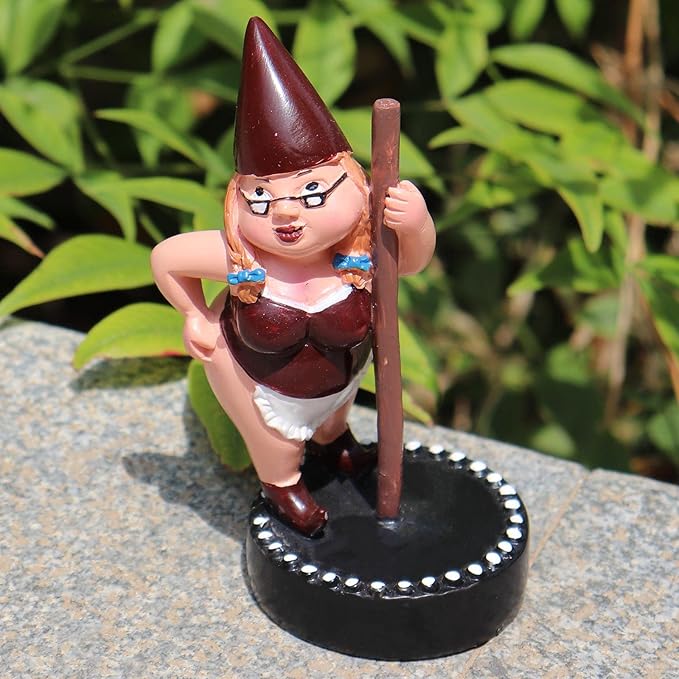 Unpainted Pole Dancing Gnome Statue, DIY Paint Your Own Gnome, Unpainted DIY Gnome Figurines for Kids and Adults, Funny Outdoor Gnome Figure, Dancing Lady Gnome Statue(4.6"/12 cm)