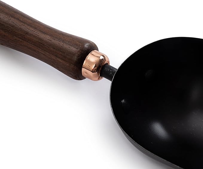 Barebones Garden Scoop - Garden Spoon - Stainless Steel Small Hand Shovel for Transplanting, Digging, and Planting - Great Home Gardening Hand Tools (Walnut/Black)