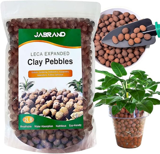 2LB LECA Clay Pebbles for Plants, Organic Expanded Clay Pebbles 4mm-16mm Hydroponics Supplies Aquaponics Orchid for Indoor Outdoor Garden Plants
