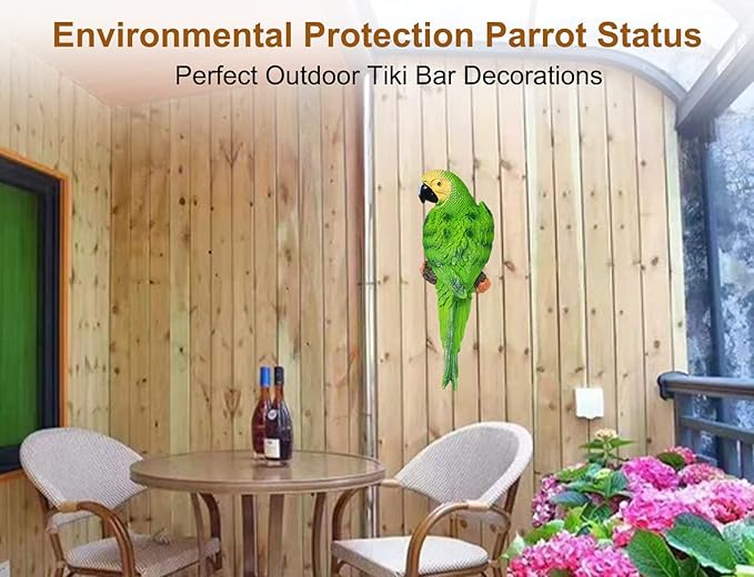Bright Resin Parrot Statues and Figurines Home Decorations, Realistic Tropical Parrot Sculpture for Wall Decor, Tree, Patio, Garden, Outdoor Pool Statues DIY Bird Ornament(Green)