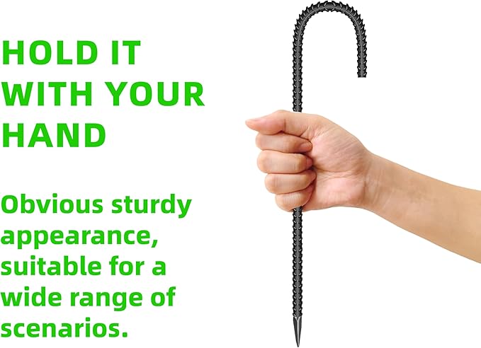 36 Pieces 12-Inch Garden Ground Stakes Galvanized Steel J Shape Hook Rebar Stake - Heavy Duty Anchors for Tents, Position Kits,Fences, and Trampolines