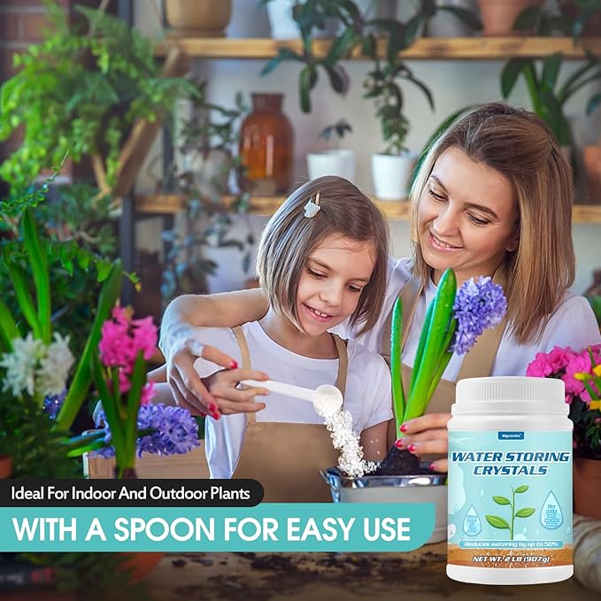 2LB Water Storing Crystals for Plants with Spoon, Water Gel Solves Plant Over-Watering and Drought Problems, Keeps The Soil Moist, Small Water Storing Polymer Crystals for Plants Candle - by Oycevila