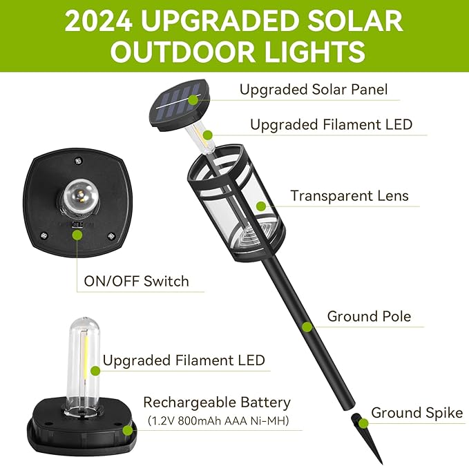 12 Pack Solar Lights Outdoor Waterproof for Garden Pathway Walkway Driveway Yard Lawn Decorative Landscape Lighting. (Cool White Light, 12)