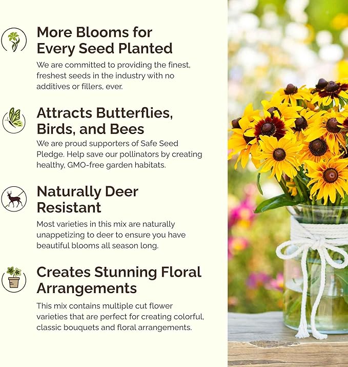 Eden Brothers Midwest Wildflower Mixed Seeds for Planting, 50 lb, 24,000,000+ Seeds with Cornflower, Candytuft, Mexican Hat, Attracts Pollinators, Plant in Spring or Fall, Zone 3, 4, 5, 6, 7, 8, 9, 10