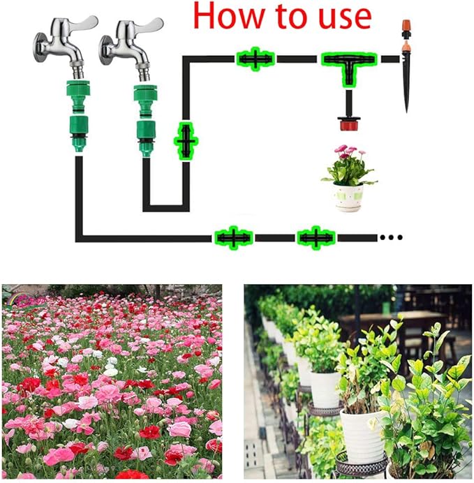 200Pcs Drip Irrigation Connectors, HOINCO Drip Irrigation Barbed Connectors Fit for 1/4-Inch Tubing, Irrigation Straight-Through Joints, Garden Lawn Water Hose Connectors for Drip or Sprinkler Systems