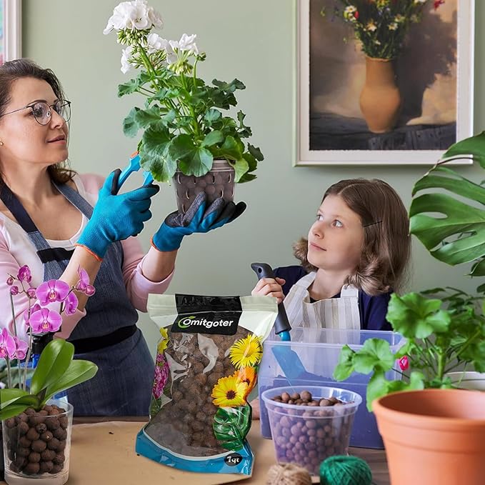 Clay Pebbles Leca Balls for Plants 2qt，6mm - 12mm Clay Balls for Hydroponic, Terrarium, Potted Plants, Lightweight & Drainage