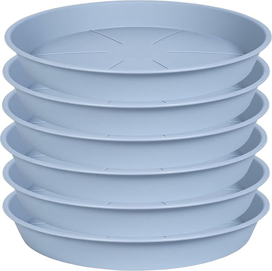 6 Pack of Plant Saucer Tray 9 10 inch, Heavy Duty Plastic Pot Plant Drip Trays Saucers for for Indoors Outdoor, Plant Water Tray for Planters 9-10" (10", Light Gray)