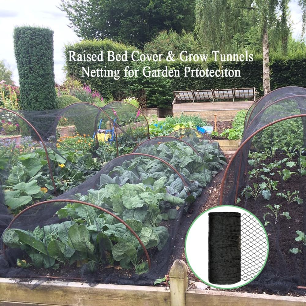 Bird Netting 30x30 Ft, 1/2In Mesh Heavy Duty Garden Netting Pest Barrier for Plants, Fruit Trees, Vegetables, Extra Strong Woven Mesh Netting, Animal Fencing Against Birds, Deer, Poultry