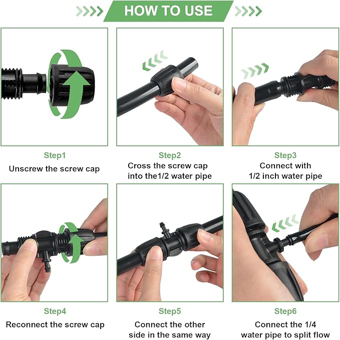 12PCS Barbed Tee 1/2 Inch To 1/4 Inch Irrigation Tubing Fittings, 1/2In (0.63"OD) 16mm to 1/4In Irrigation Tubing Anti-Drop Locked 3 Way Connectors for Drip Irrigation Hose (13mm ID / 4mm ID)