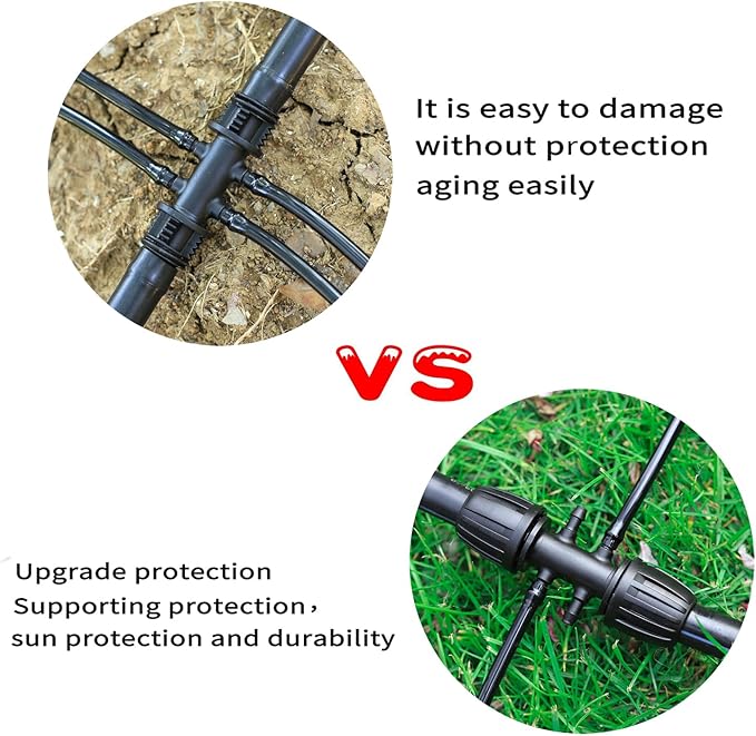 Barbed Tee Irrigation Fittings 1/2 Inch to 1/4 Inch Drip-proof Fitting for Irrigation Pipe (1/2'' ID x 0.60''-0.63'' OD) 6-Way-20 PCS